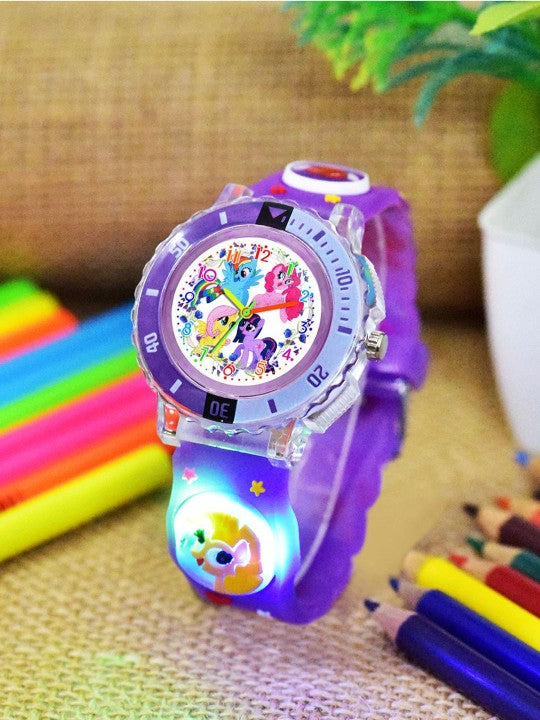 Girls Patterned Dial & Straps Analogue Watch - Barbie Purple