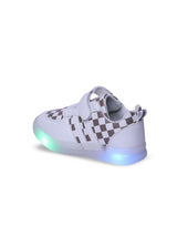 Unisex Kids Printed PU Sneakers – White with Velcro Fastening and Western Embellishments