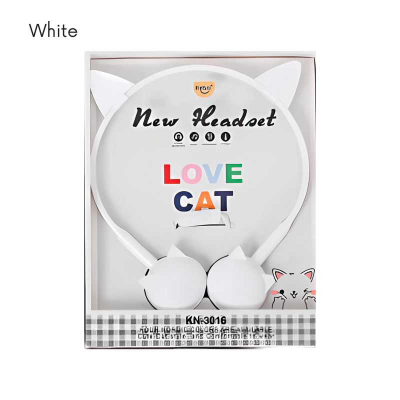 Cute Cat Ear Headphones with LED Lights & Tangle-Free Cord for Kids