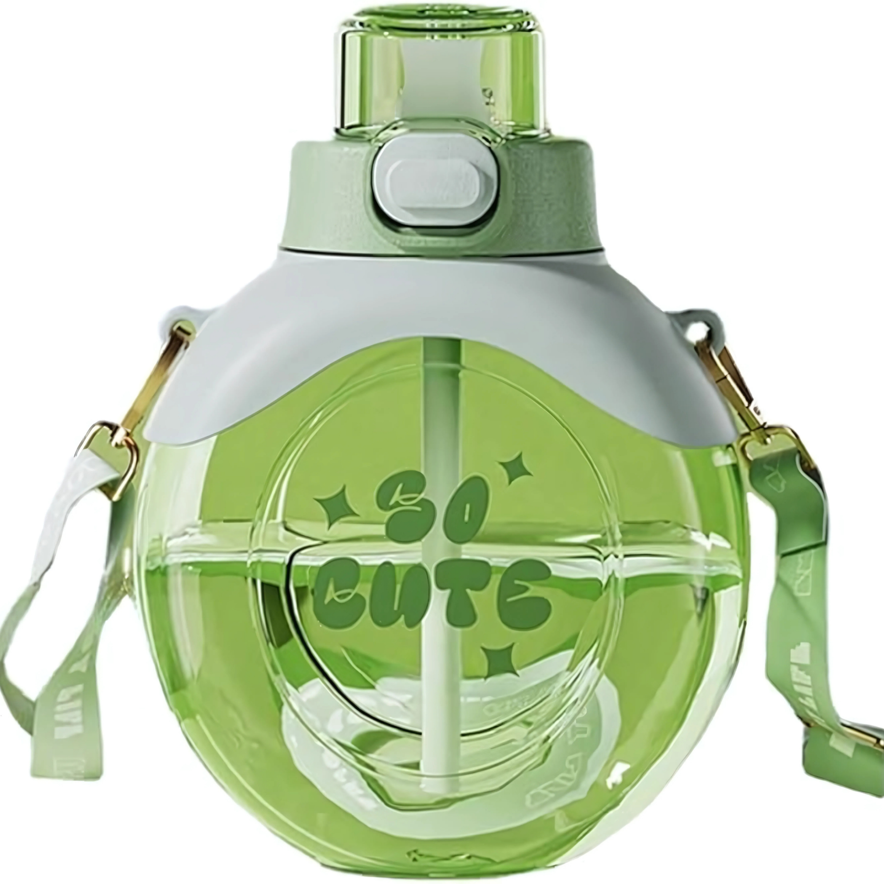 Round Straw Water Bottle with Adjustable Shoulder Strap – 500ml - Pack of 1