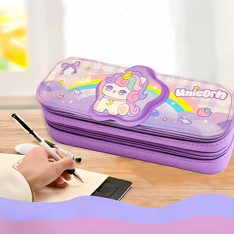 3D Cartoon Printed 2 Layer Pencil Case For Kids