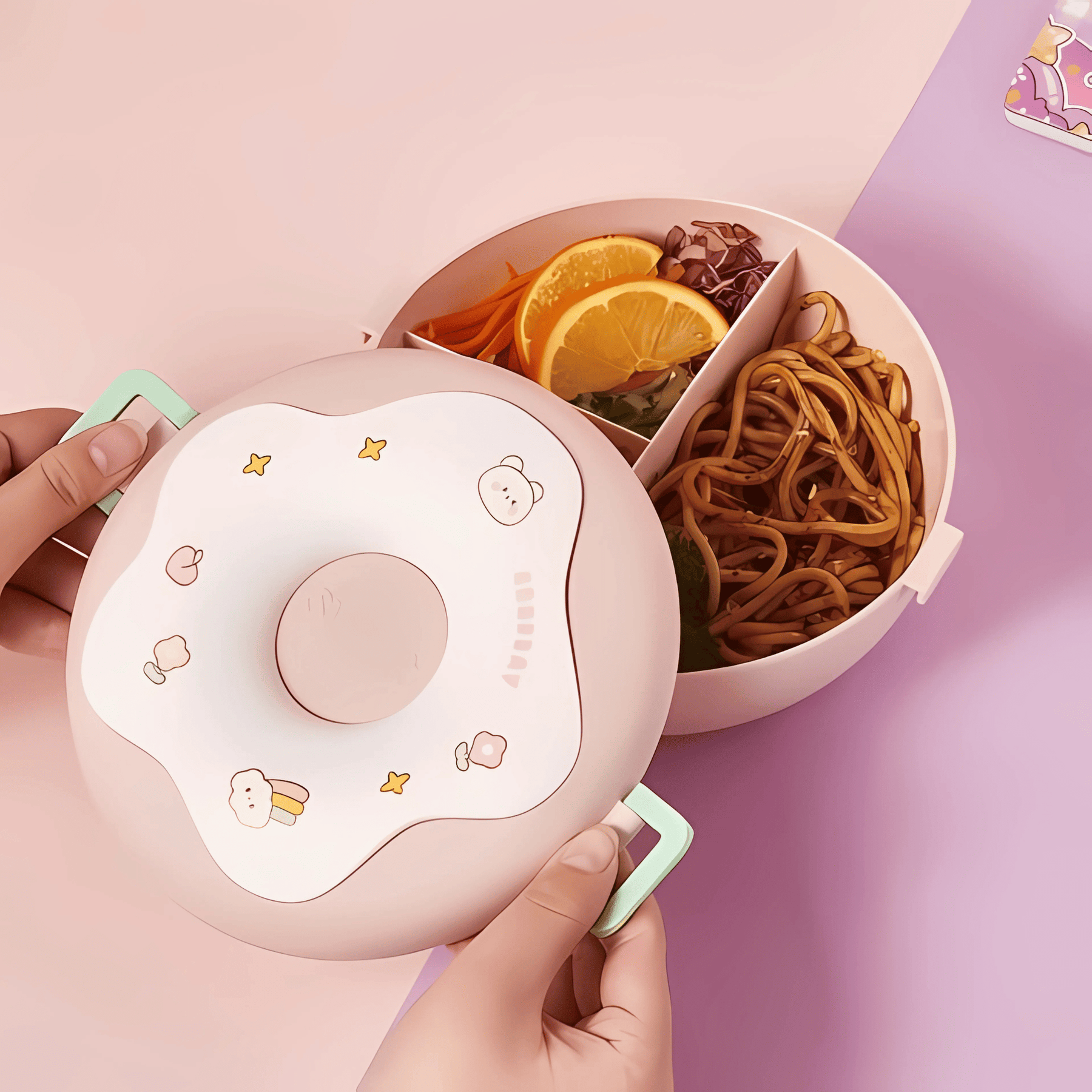 Donut Shaped Double Insulated Lunch Box – 3-Compartment