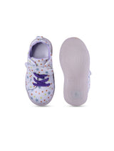 Unisex Kids Printed PU Sneakers – White with Velcro and Western Embellishments