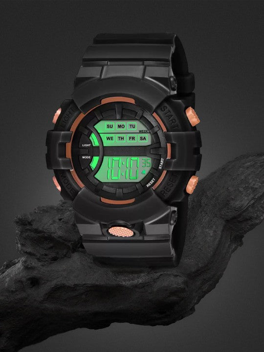 Kids LED Backlight Digital Multi Function Watch Black