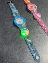 Girls Patterned Dial & Straps Analogue Watch Skyblue