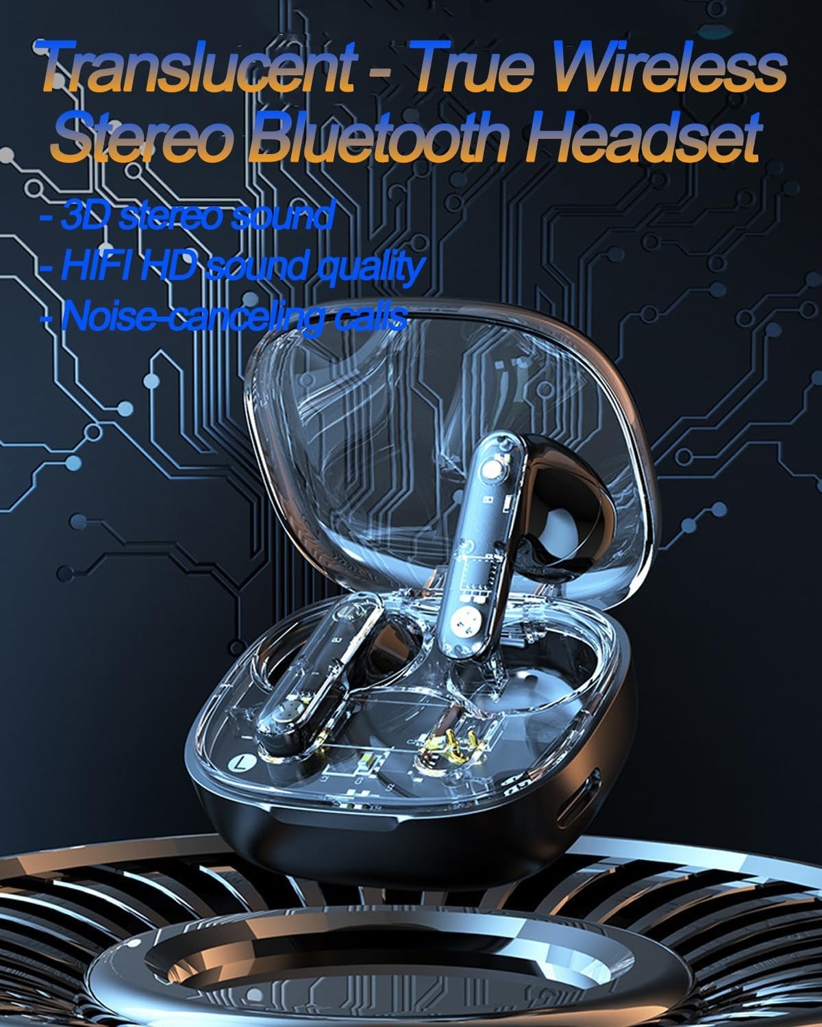 LY80 Wireless Bluetooth Earbuds | HiFi Stereo Sound, ENC Noise Cancellation, Fast Charging, IP7 Waterproof, Touch Control, Transparent Design with Mic