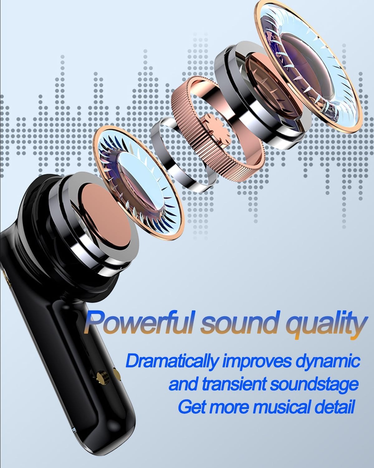 LY80 Wireless Bluetooth Earbuds | HiFi Stereo Sound, ENC Noise Cancellation, Fast Charging, IP7 Waterproof, Touch Control, Transparent Design with Mic