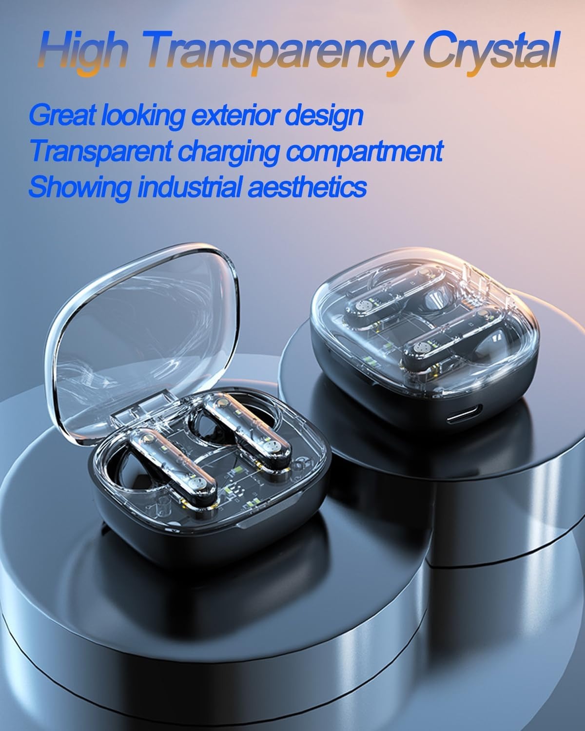 LY80 Wireless Bluetooth Earbuds | HiFi Stereo Sound, ENC Noise Cancellation, Fast Charging, IP7 Waterproof, Touch Control, Transparent Design with Mic