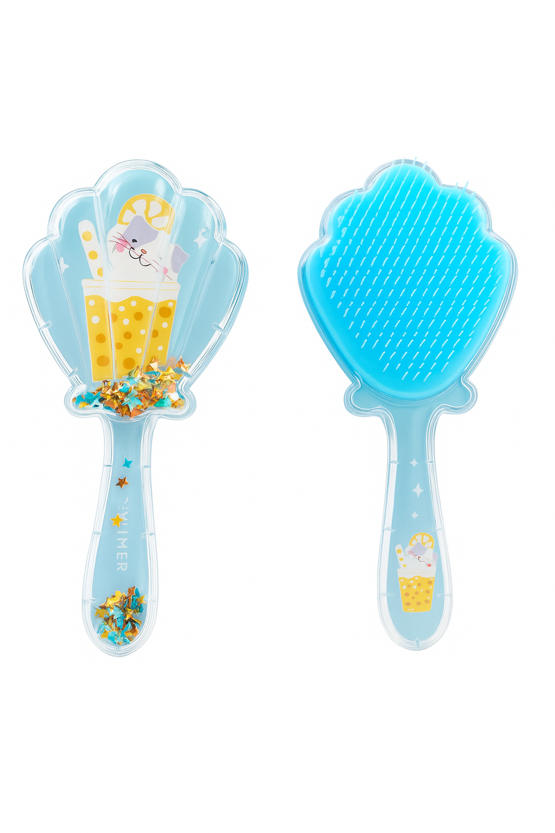 Summer Splash Shell Glitter Hairbrush Collection | Beach Ready Detangling Brushes - Summer Vibes Edition | Sparkling Seashell Hairbrushes for Sunny Days