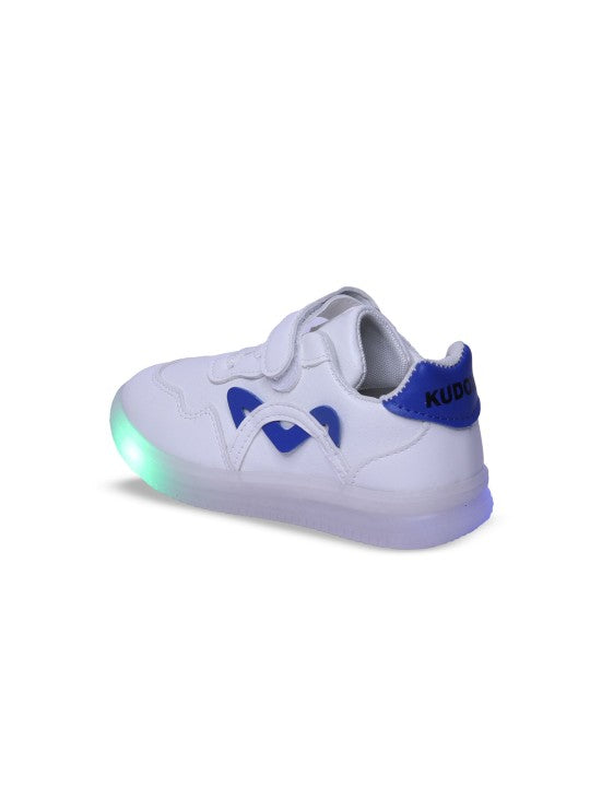 Unisex Kids Colourblocked PU Slip-On Sneakers – White with Velcro and Bows