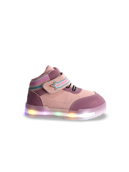Kids' Pink LED Sneakers with Velcro Fastening