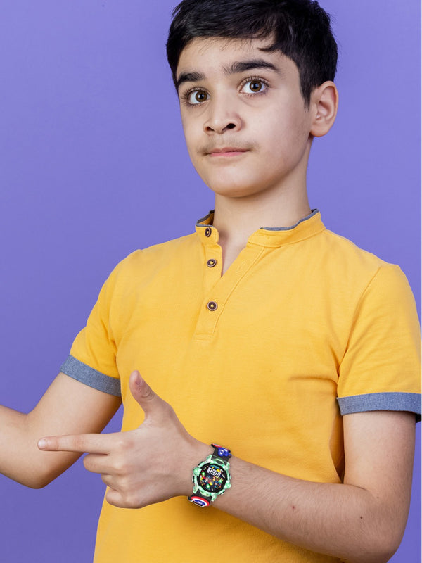 Boys Printed Dial & Straps Digital Watch Captain Black