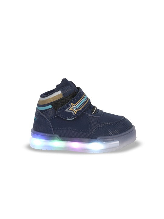 Kids' Navy Blue LED Sneakers with Velcro Strap