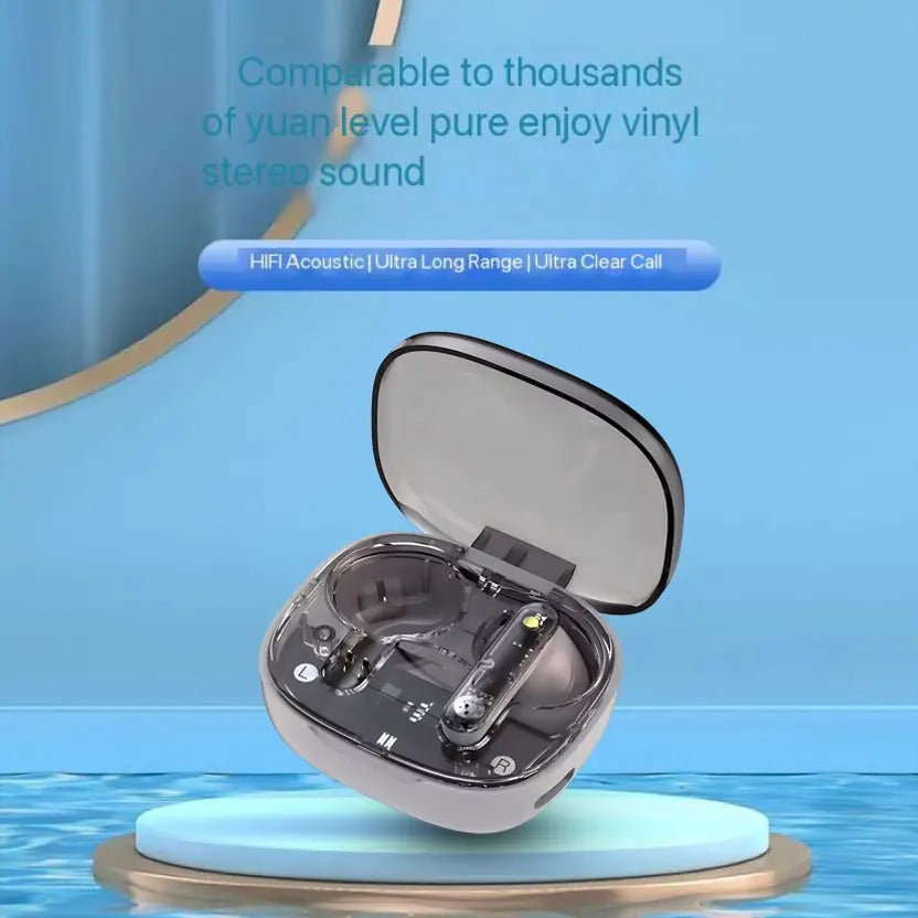 LY80 Wireless Bluetooth Earbuds | HiFi Stereo Sound, ENC Noise Cancellation, Fast Charging, IP7 Waterproof, Touch Control, Transparent Design with Mic