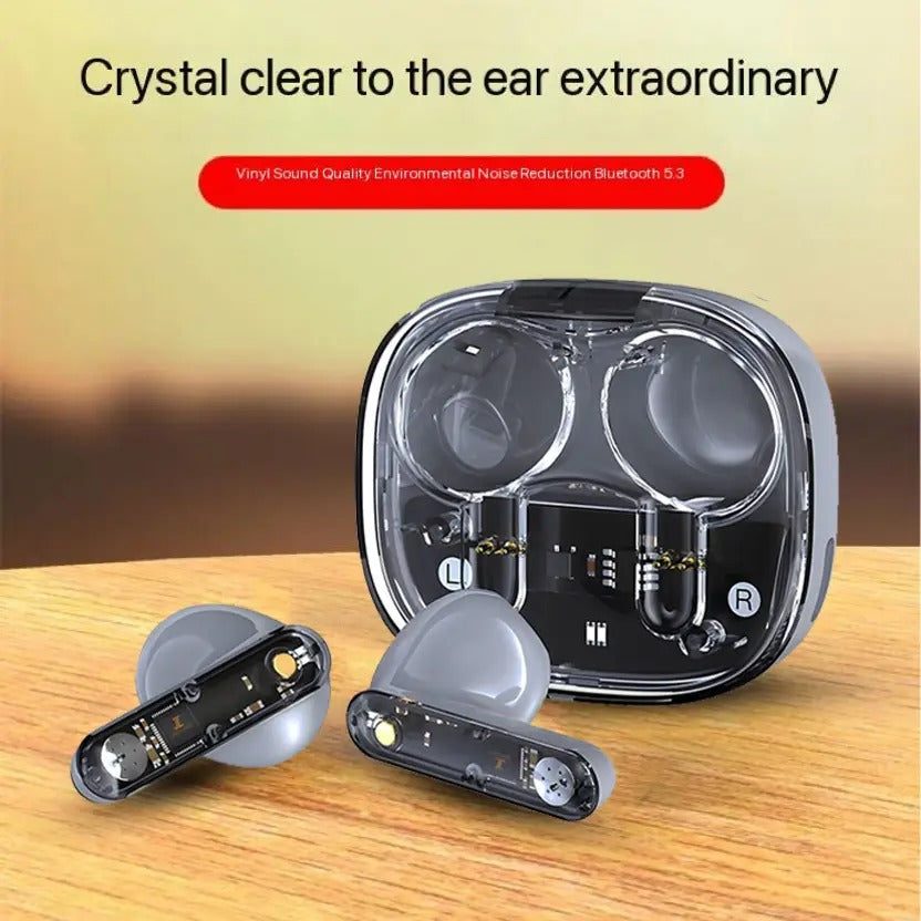 LY80 Wireless Bluetooth Earbuds | HiFi Stereo Sound, ENC Noise Cancellation, Fast Charging, IP7 Waterproof, Touch Control, Transparent Design with Mic