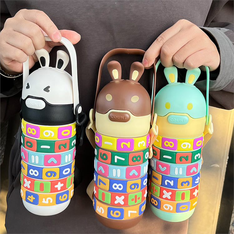 Kids Premium 14oz Math Water Bottle with Silicone Spout - Leak-Proof, Insulated, and Educational