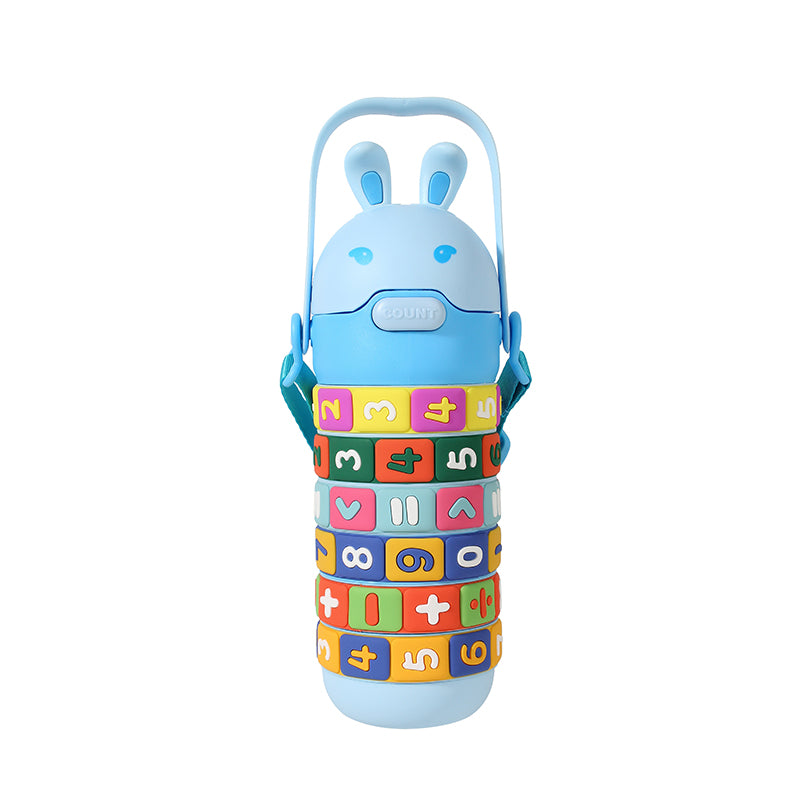 Kids Premium 14oz Math Water Bottle with Silicone Spout - Leak-Proof, Insulated, and Educational