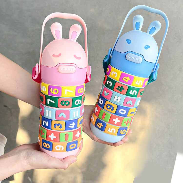 Kids Premium 14oz Math Water Bottle with Silicone Spout - Leak-Proof, Insulated, and Educational