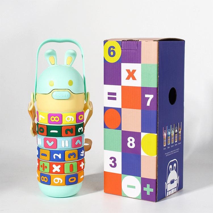 Kids Premium 14oz Math Water Bottle with Silicone Spout - Leak-Proof, Insulated, and Educational