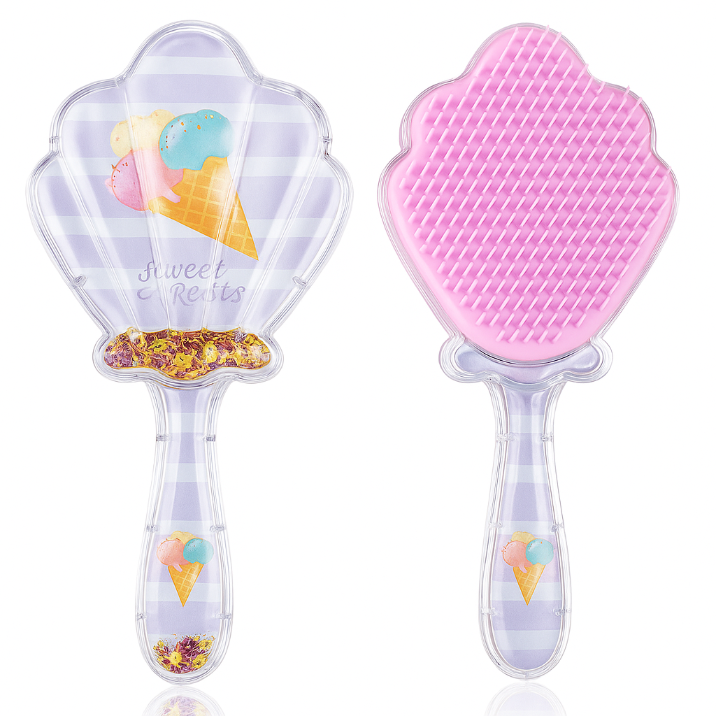 Glittery Shell Hairbrush | Enchanted Garden Design | Sparkle & Smooth Hair Brush | The Dazzling Detangling Hairbrush
