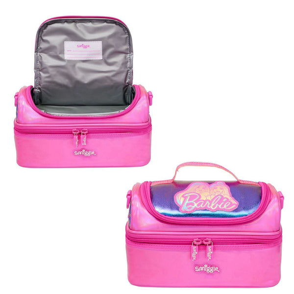 Smiggle x Barbie Pink Double Decker Lunch Bag with Strap – Stylish & Insulated Lunchbox for Kids