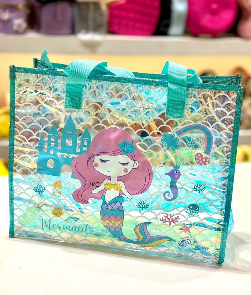 Mermaid Magic Holographic Tote Bag for Girls – Stylish & Compact