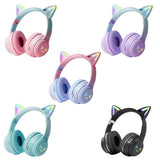 Kids Bluetooth Headphones with LED Cat Ears – Wireless Foldable Headset with Mic, TF Card Slot, Over-Ear Stereo Sound for Kids, Teens & Adults