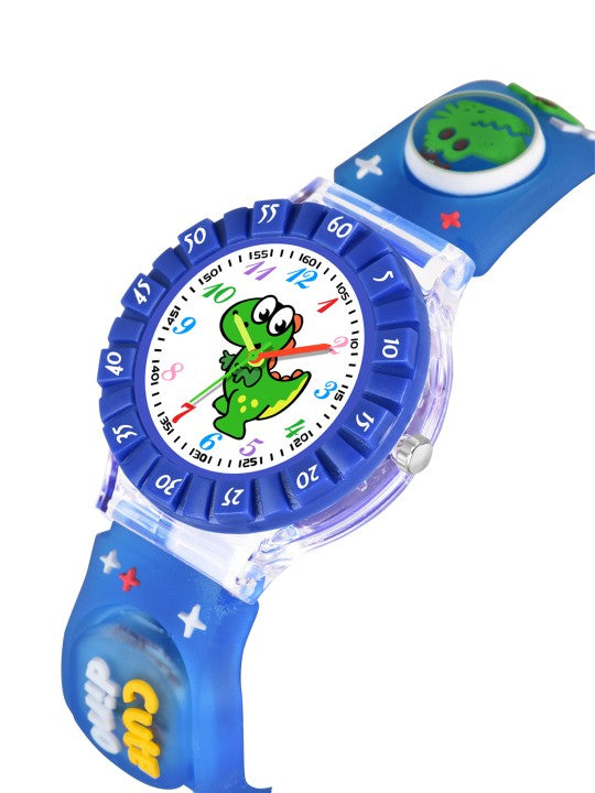 Boys Printed Dial & Straps Analogue Watch Blue Cute Dino