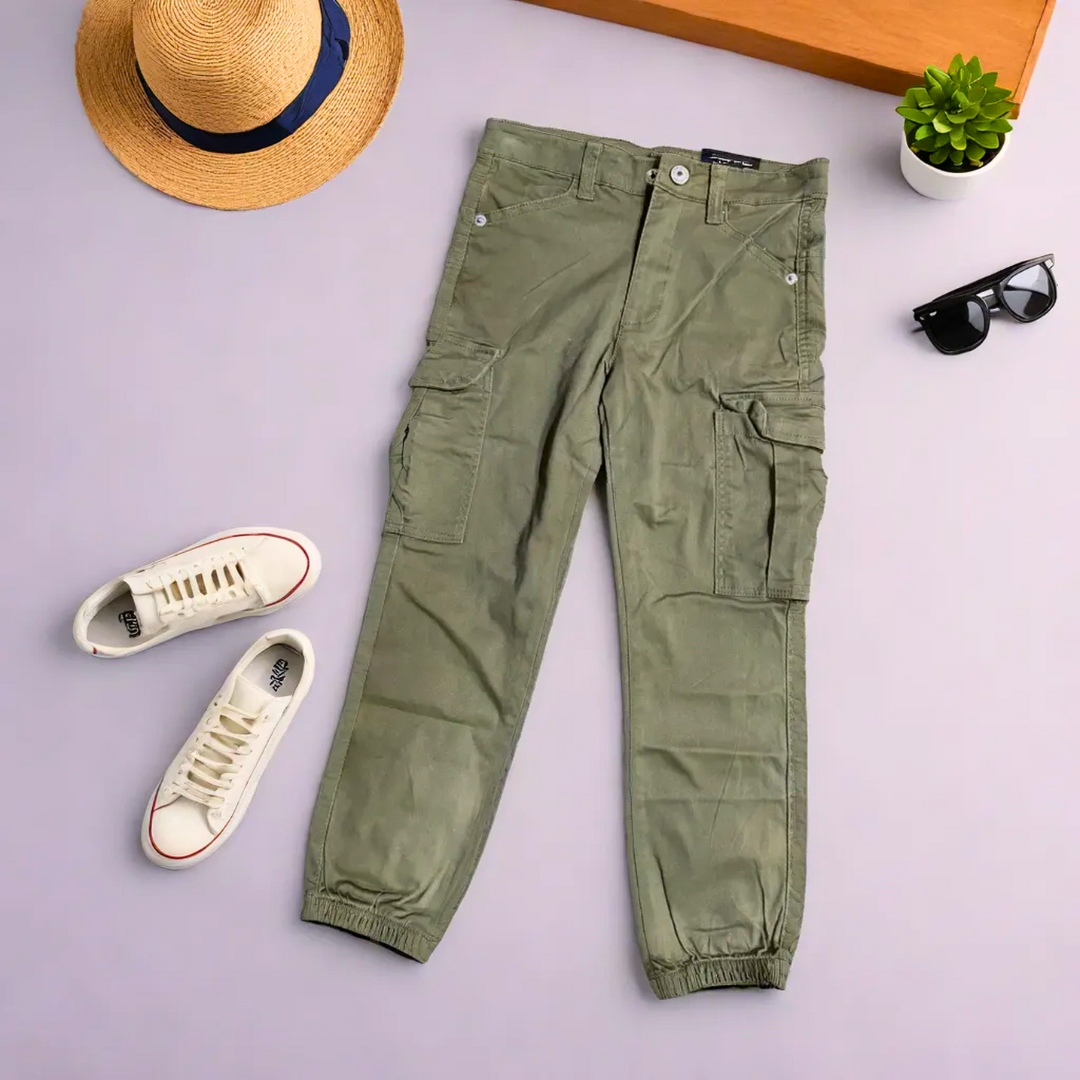 Kids' Khaki Joggers with Two Side Pockets