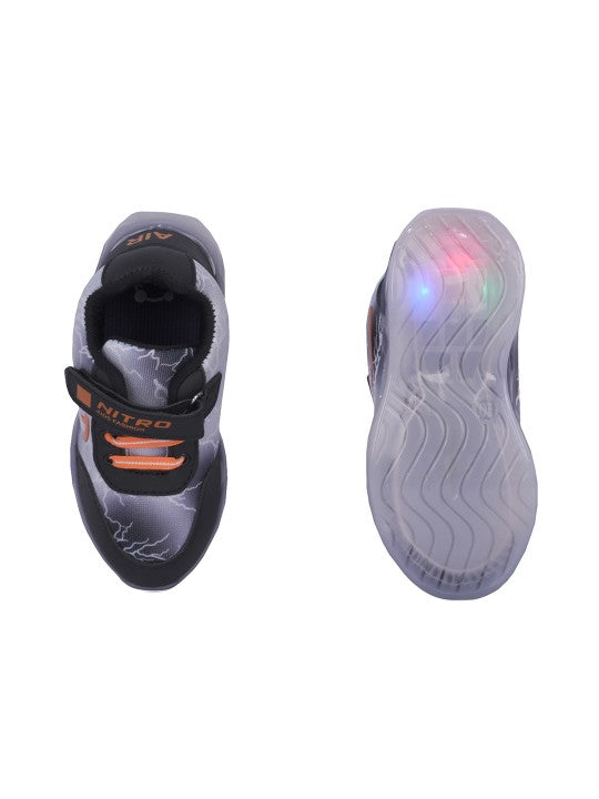 Kids' Black LED Sneakers with Velcro Fastening