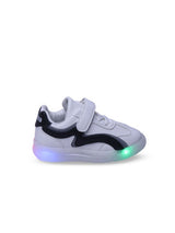 Kids Round Toe LED Sneakers – White with Velcro