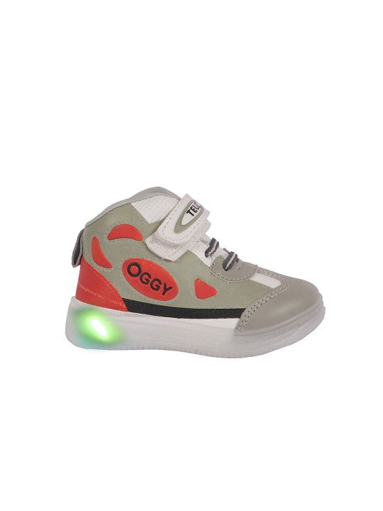 Kids' Grey LED Sneakers with Velcro Fastening