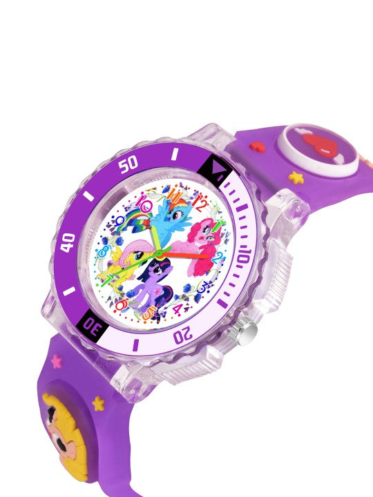 Girls Patterned Dial & Straps Analogue Watch - Barbie Purple