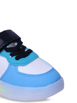 Unisex Kids Colourblocked PU Sneakers – Blue with Velcro Fastening