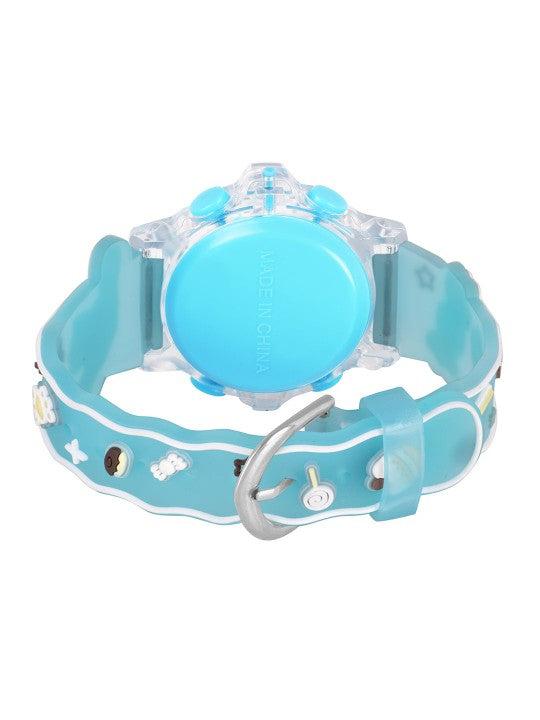 Kids - Girls Patterned Dial & Straps Digital Multi-Function Watch Cinna Blue