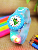 Boys Printed Dial & Straps Analogue Watch SkyBlue Cute Dino