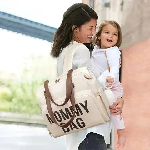 Waterproof Multi-functional Compact Mommy Bag | Beige Color | Stylish & Spacious Diaper Bag Backpack
