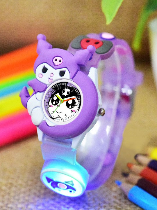 Girls Patterned Dial & Straps Analogue Watch Kuromi Purple