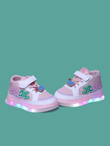 Unisex Kids Printed PU Sneakers – Pink with Velcro Fastening