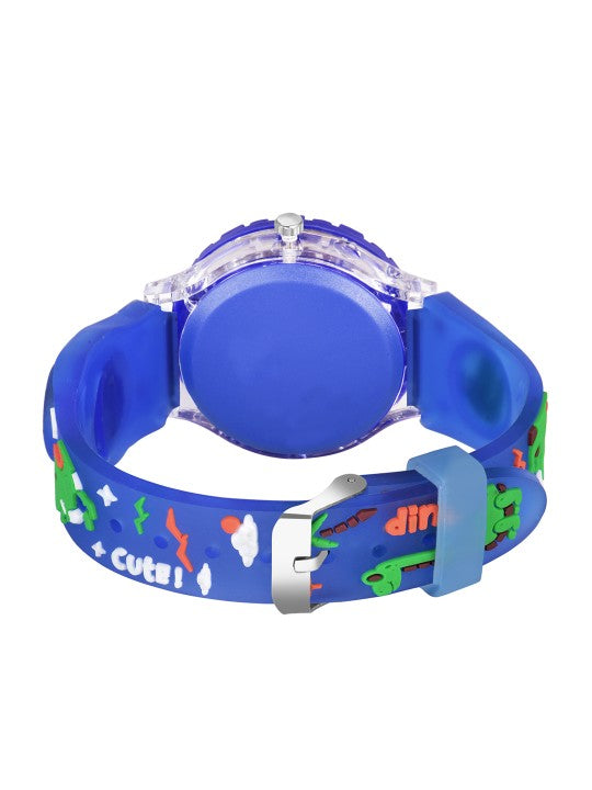 Boys Printed Dial & Straps Analogue Watch Blue Cute Dino