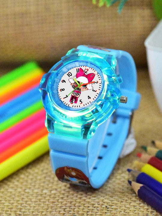 Girls Printed Dial & Straps Analogue Watch Barbie SkyBlue