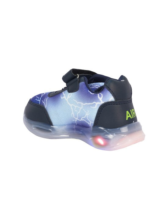 Kids' Navy Blue LED Sneakers with Velcro Fastening