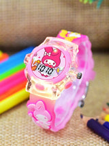 Kids-Girls Patterned Dial & Straps Digital Multi Function Watch Melody Pink