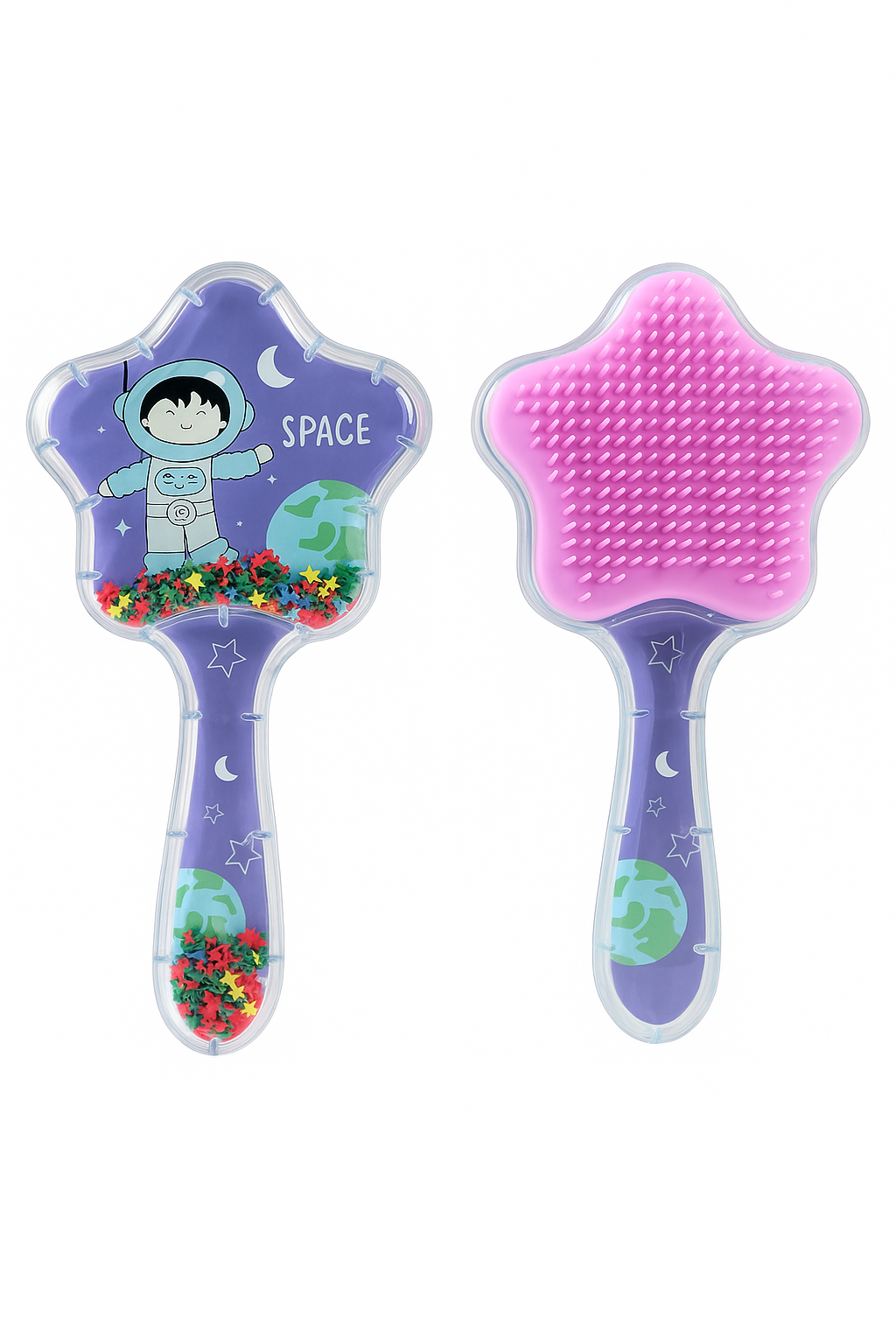 Whimsical Shell Glitter Hairbrush Collection | Magical Ocean Sparkle Detangling Brushes | Cute & Colourful Seashell Hairbrushes for Kids