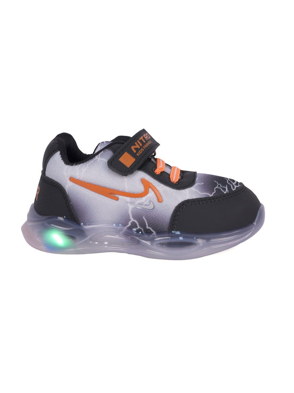 Kids' Black LED Sneakers with Velcro Fastening