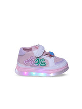 Unisex Kids Printed PU Sneakers – Pink with Velcro Fastening