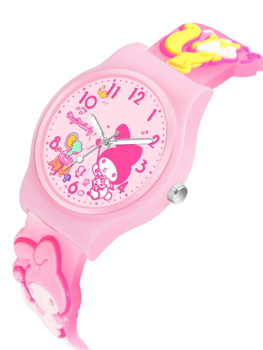 Girls Printed Dial & Straps Analogue Watch Melody Pink