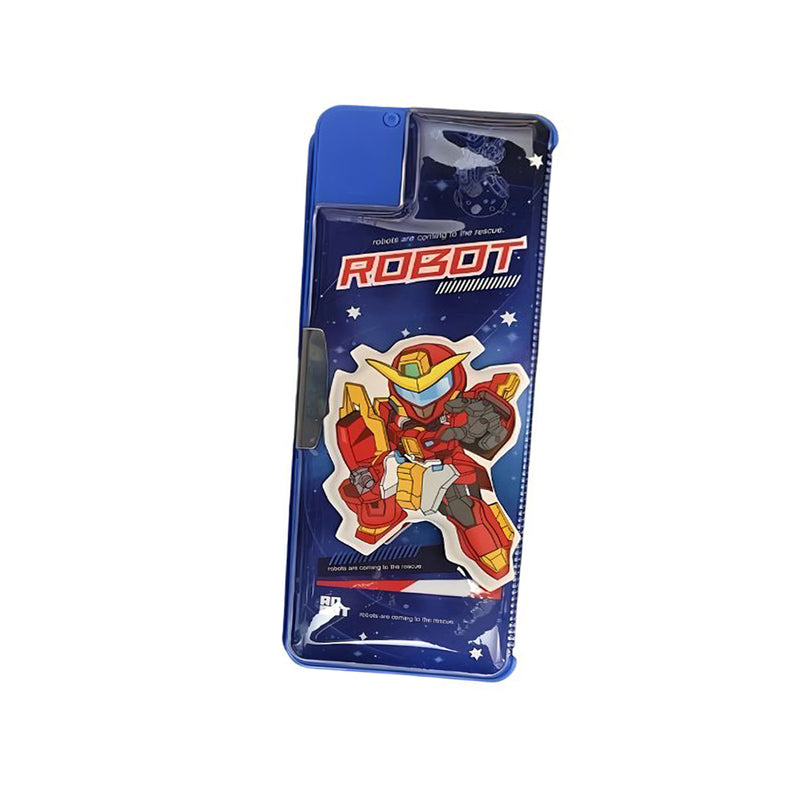Kids Robot Pencil Box with Lock | Cartoon Robot Design Stationery Case for Boys & Girls | Multi-Compartment School Pencil Case (Red / Yellow Variants)