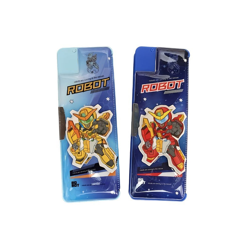 Kids Robot Pencil Box with Lock | Cartoon Robot Design Stationery Case for Boys & Girls | Multi-Compartment School Pencil Case (Red / Yellow Variants)