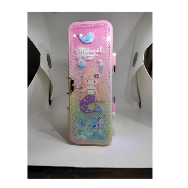 Kids Pencil Box with Lock | Cute Cartoon Design | Multi-Compartment Stationery Organizer for School Boys & Girls (Mermaid / Unicorn / Space Variants)